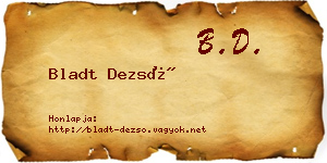 Bladt Dezső névjegykártya